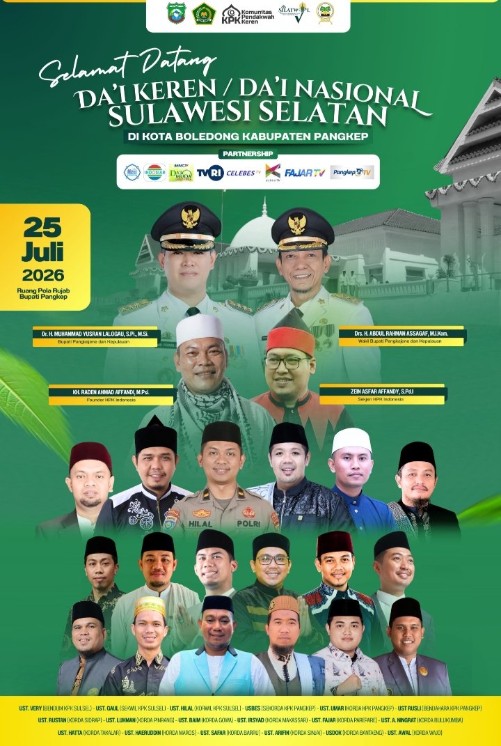 Da'i Keren Sulawesi Selatan Siap Digelar di Pangkep, Hadirkan Puluhan Da'i Nasional dan Daerah