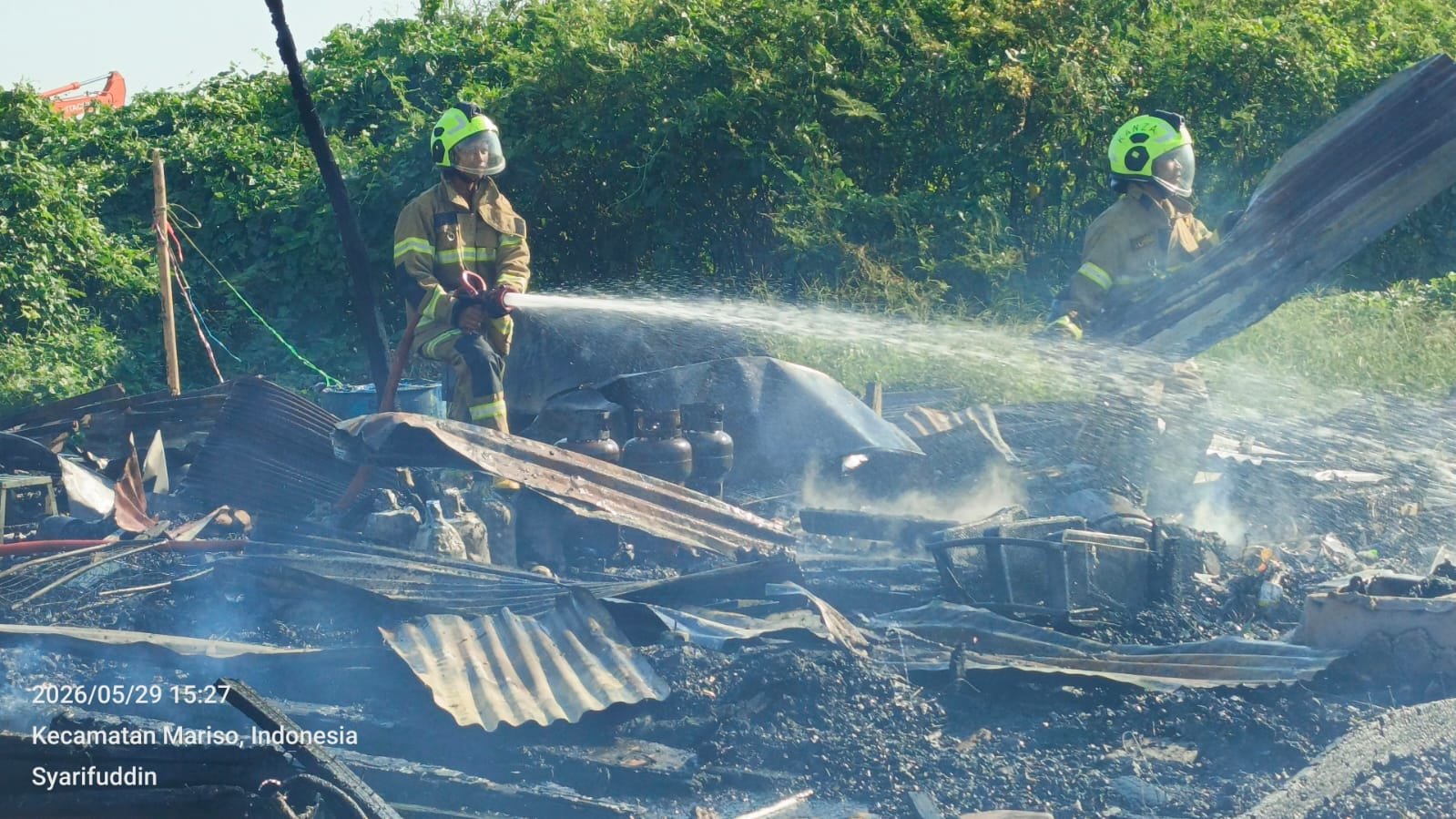 Kebakaran Bangsal Pekerja Proyek di Kawasan CPI, Sejumlah Warung dan Kendaraan Ikut Terbakar