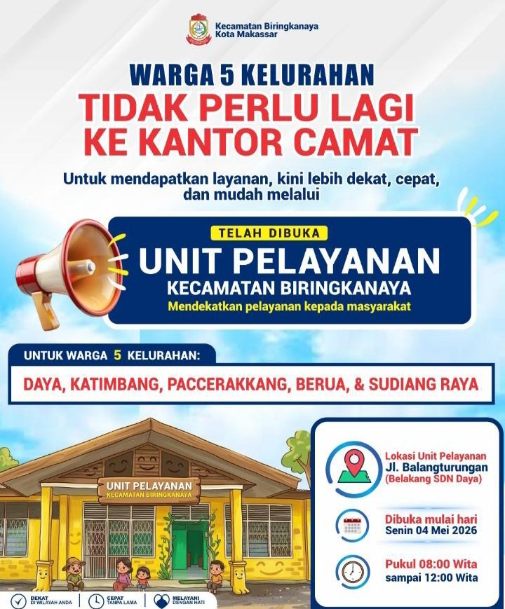 Kecamatan Biringkanaya Hadirkan Unit Pelayanan, Warga 5 Kelurahan Tak Perlu Lagi ke Kantor Camat