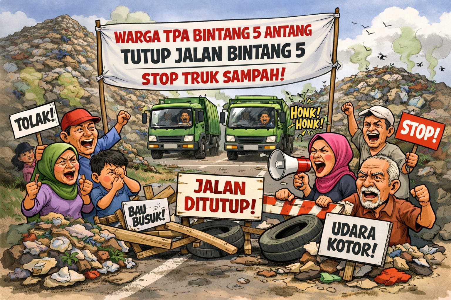 Warga TPA Bintang 5 Tutup Akses Jalan,Protes Pencemaran Sampah