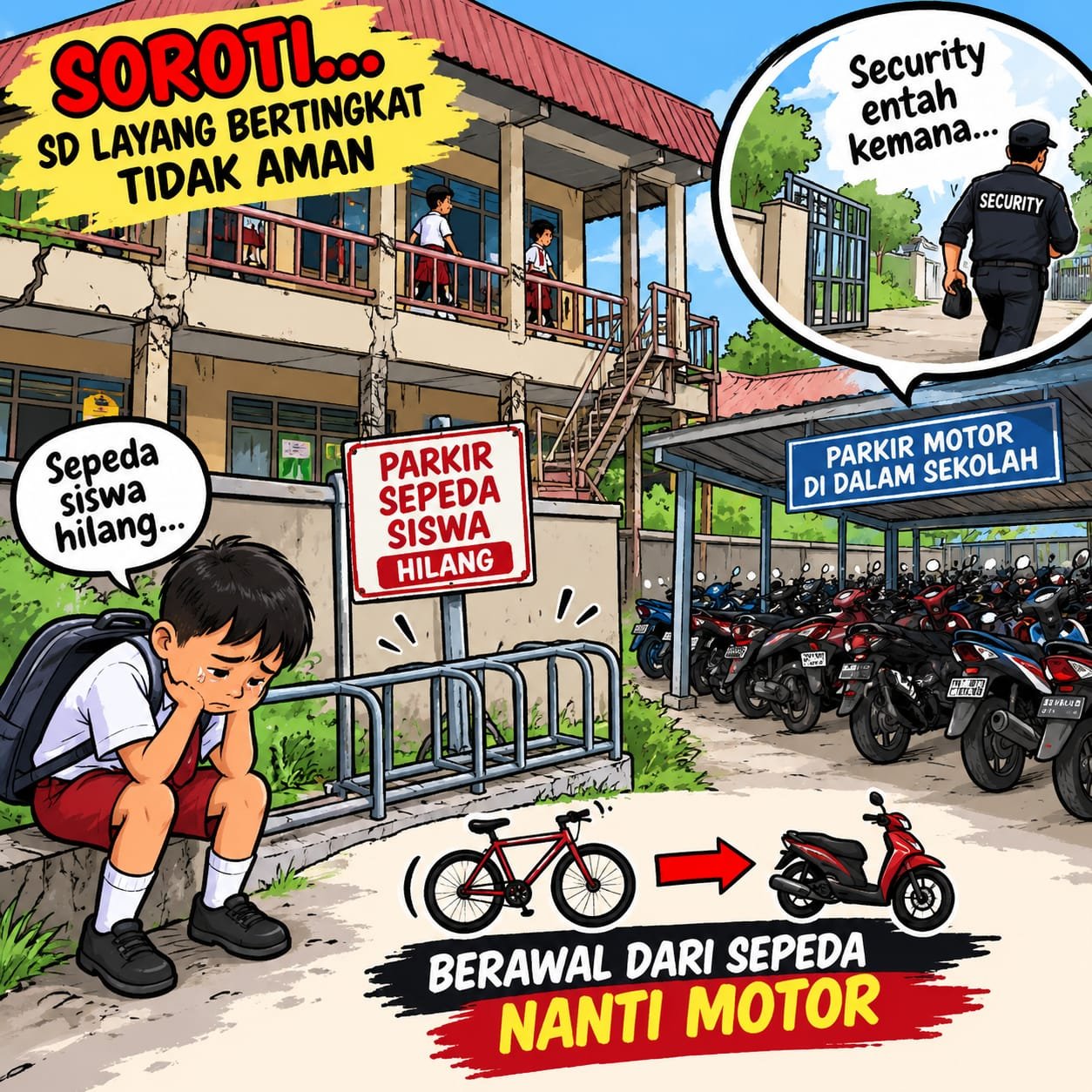 Sepeda Siswa Hilang di SD Layang Bertingkat, Sistem Keamanan Sekolah Menjadi Sorotan dan Dipertanyakan