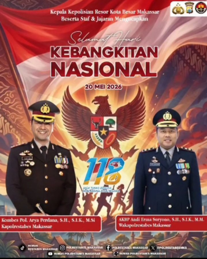 Kapolrestabes dan Wakapolretabes Makassar Ucapkan Selamat Hari Kebangkitan Nasional 2026