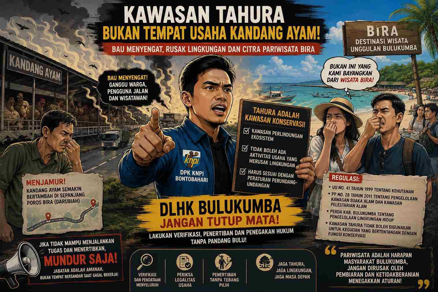 Maraknya Kandang Ayam di Kawasan Tahura, DPK KNPI Bontobahari Soroti Bau Menyengat dan Desak Penertiban.