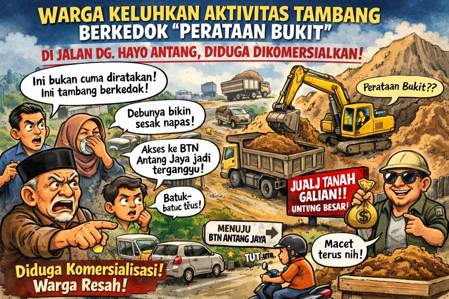 Warga Keluhkan Aktivitas Tambang Berkedok Perataan Bukit di Jl.DG HAYO ANTANG di Duga dikomersialkan