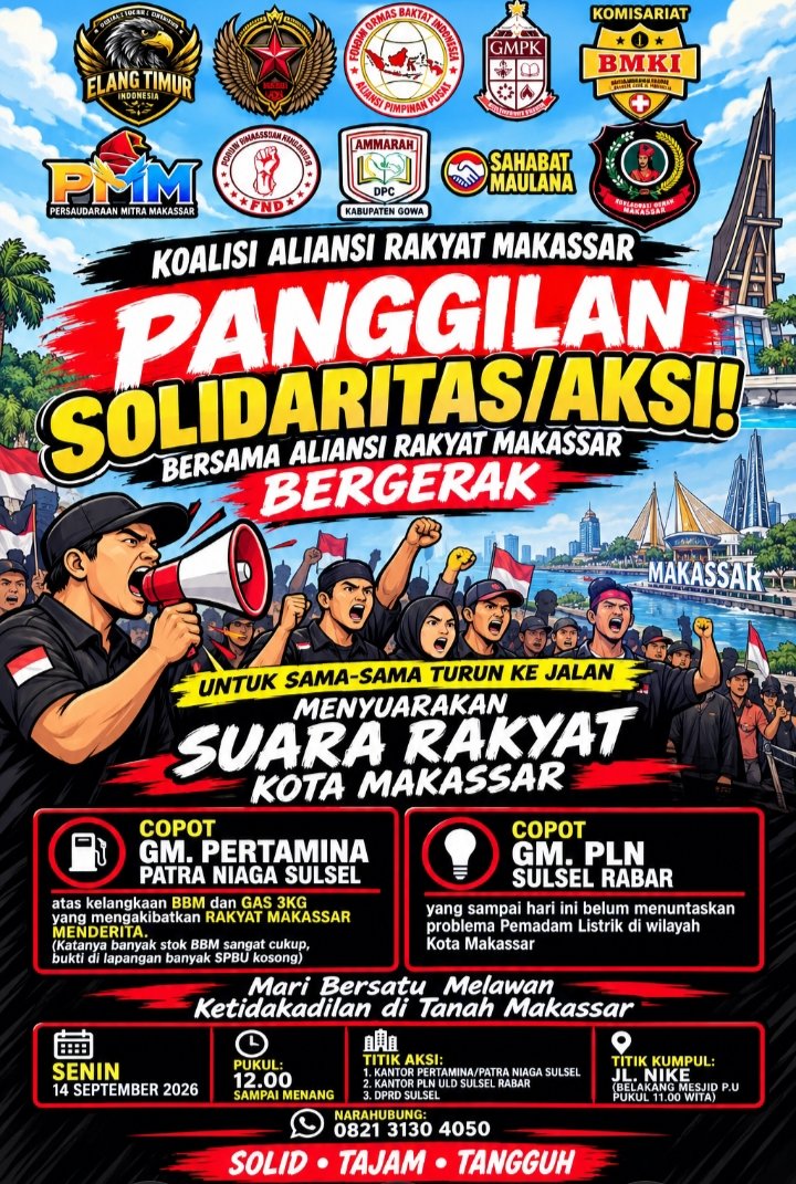 Aliansi Rakyat Makassar Serukan Aksi Solidaritas, Soroti Kelangkaan BBM, Gas 3 Kg dan Pemadaman Listrik