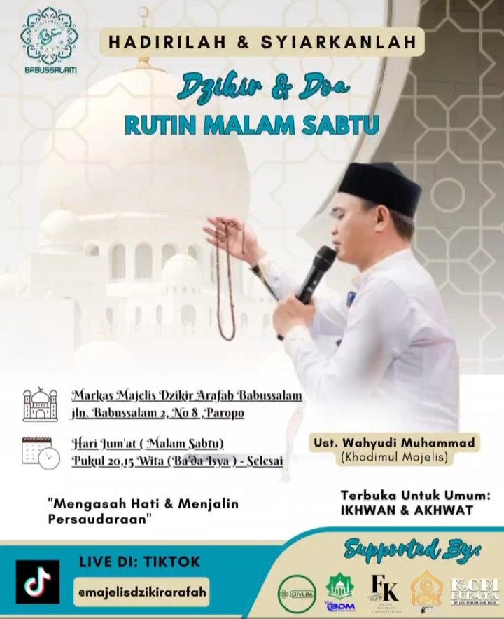 Majelis Dzikir Arafah Babussalam Gelar Dzikir & Doa Rutin Malam Saptu